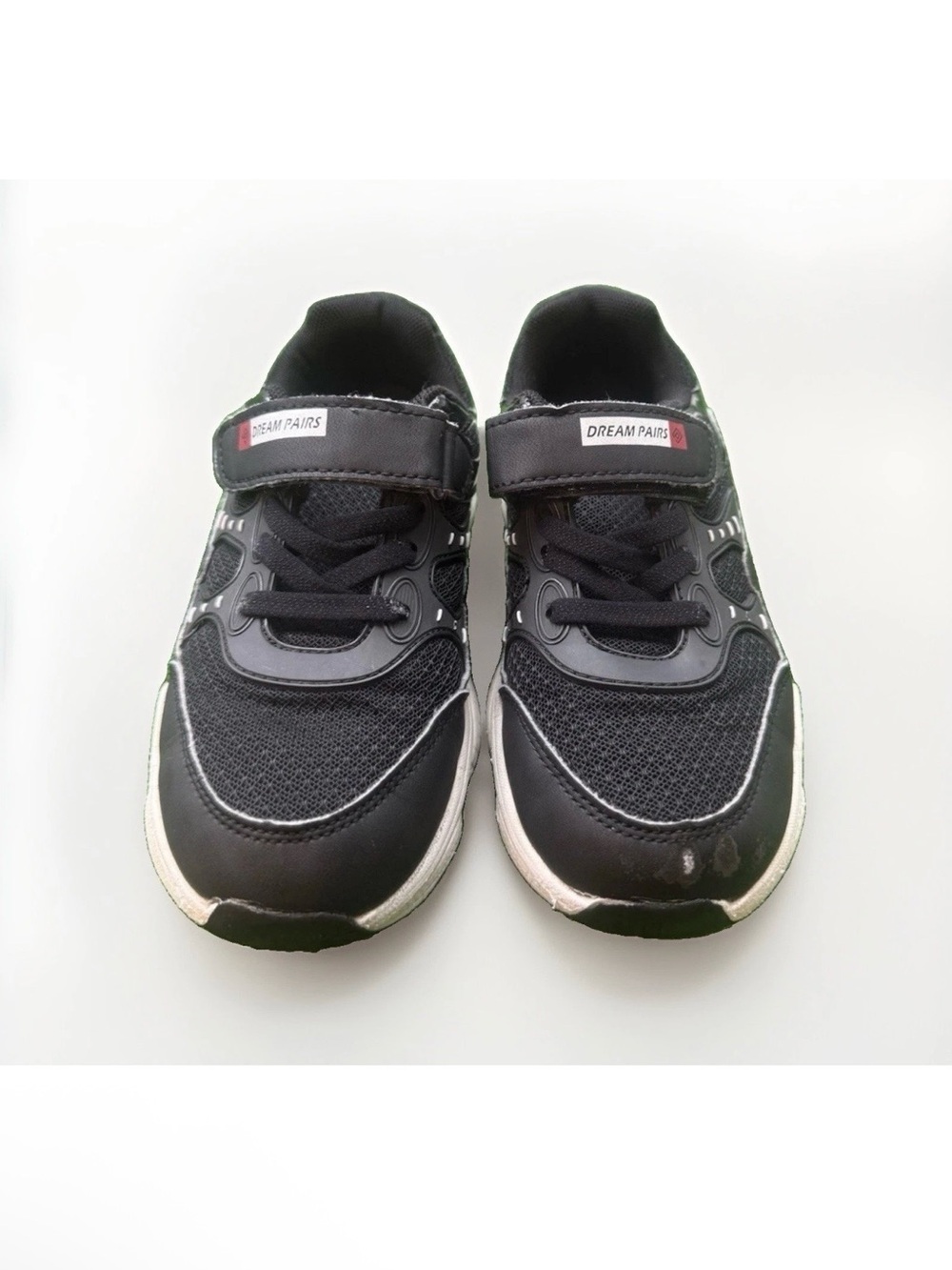 Dream Pairs Kids Unisex 1Y Sneakers Black/ White Hook-and-Loop Mesh Durable GUC